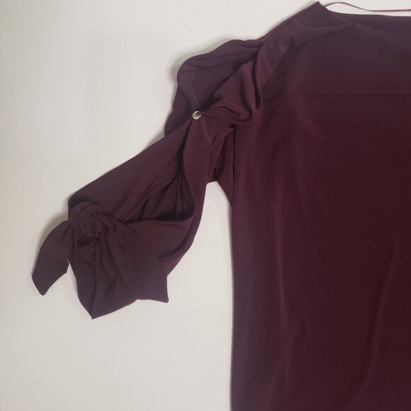 The Limited Slit Sleeve Blouse Women's Size Medium Wine Tasting Burgundy Red Top - Picture 12 of 16